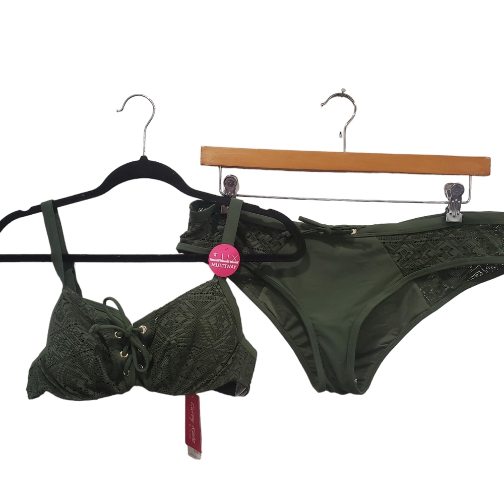 NWT Curvy Kate Olive Green Size 32D XL New 2 Piece Rush Plunge Bikini Swimsuit